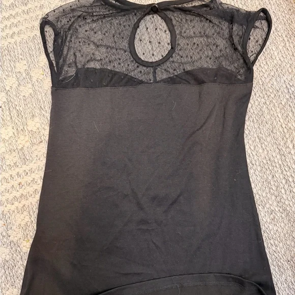 RockSteady Black Mesh Cap Sleeve Blouse - Picture 3 of 6